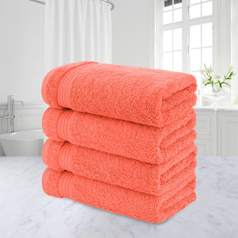 American Veteran Towel coral hand towels 4pc set ready to elevate any bathroom routine
