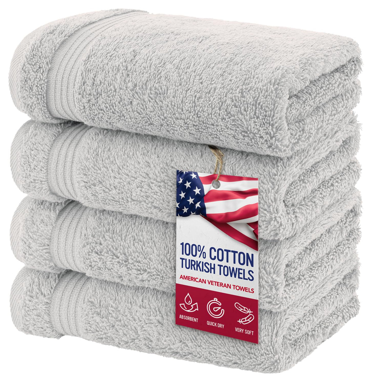 American Veteran Towel set on bathroom rack highlighting premium softness
