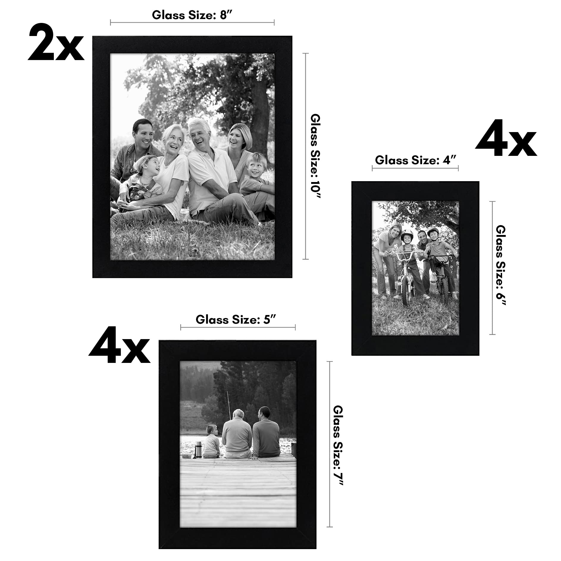 Americanflat black 5x7 frames close-up highlighting classic molding.