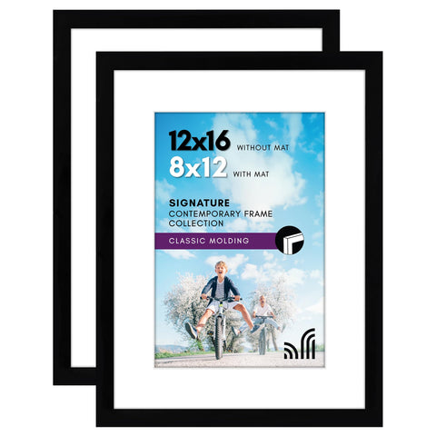 Americanflat 12x16 frame set of 2 with shatter-resistant glass for clear photo display.