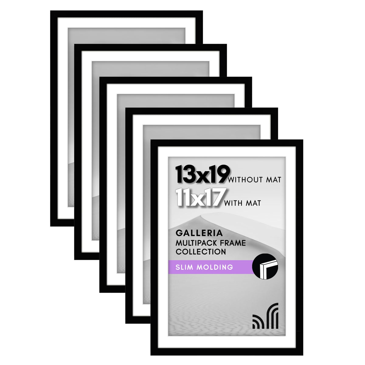 Americanflat 13x19 frame with polished plexiglass front for crystal-clear display.