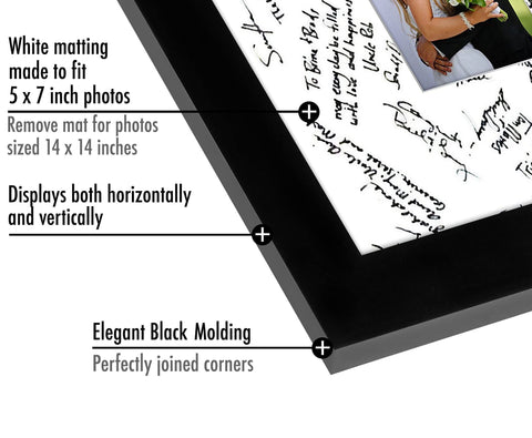 Americanflat 14x14 frame with mat for 5x7 display versatility