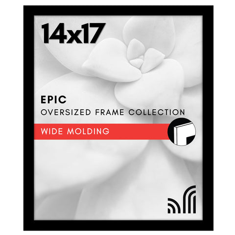Americanflat 14x17 frame with polished plexiglass front for crystal-clear viewing.