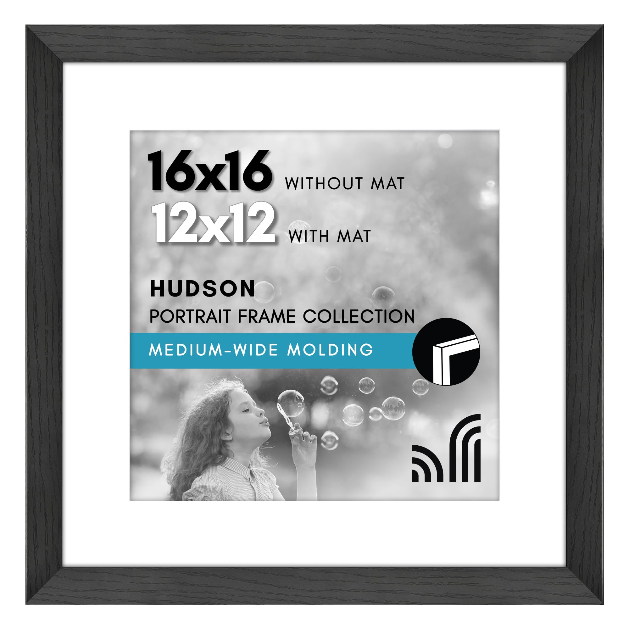 Americanflat 16x16 frame with polished plexiglass offers crystal-clear viewing