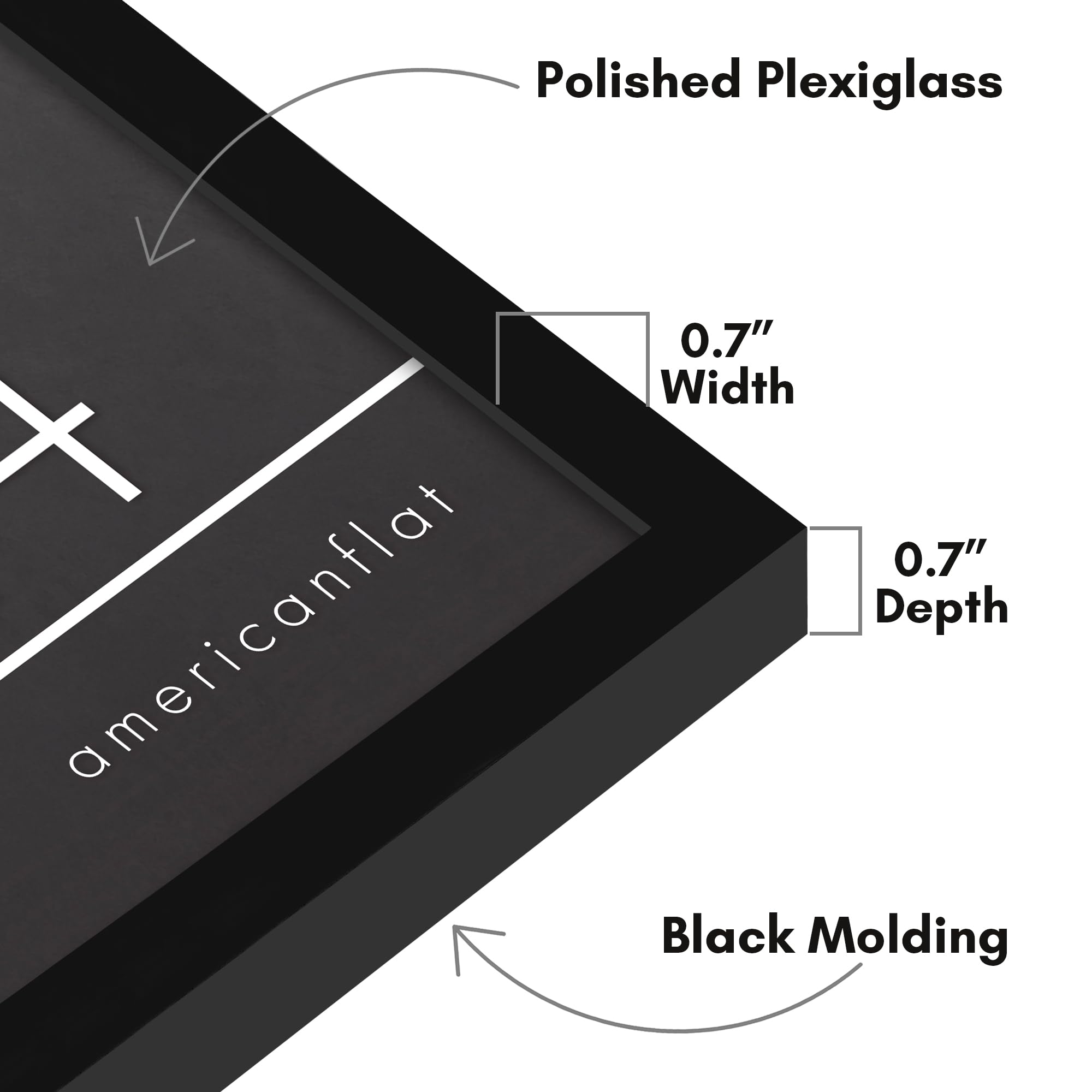 Americanflat frame showing horizontal orientation with hanging hardware included for flexible wall setup.