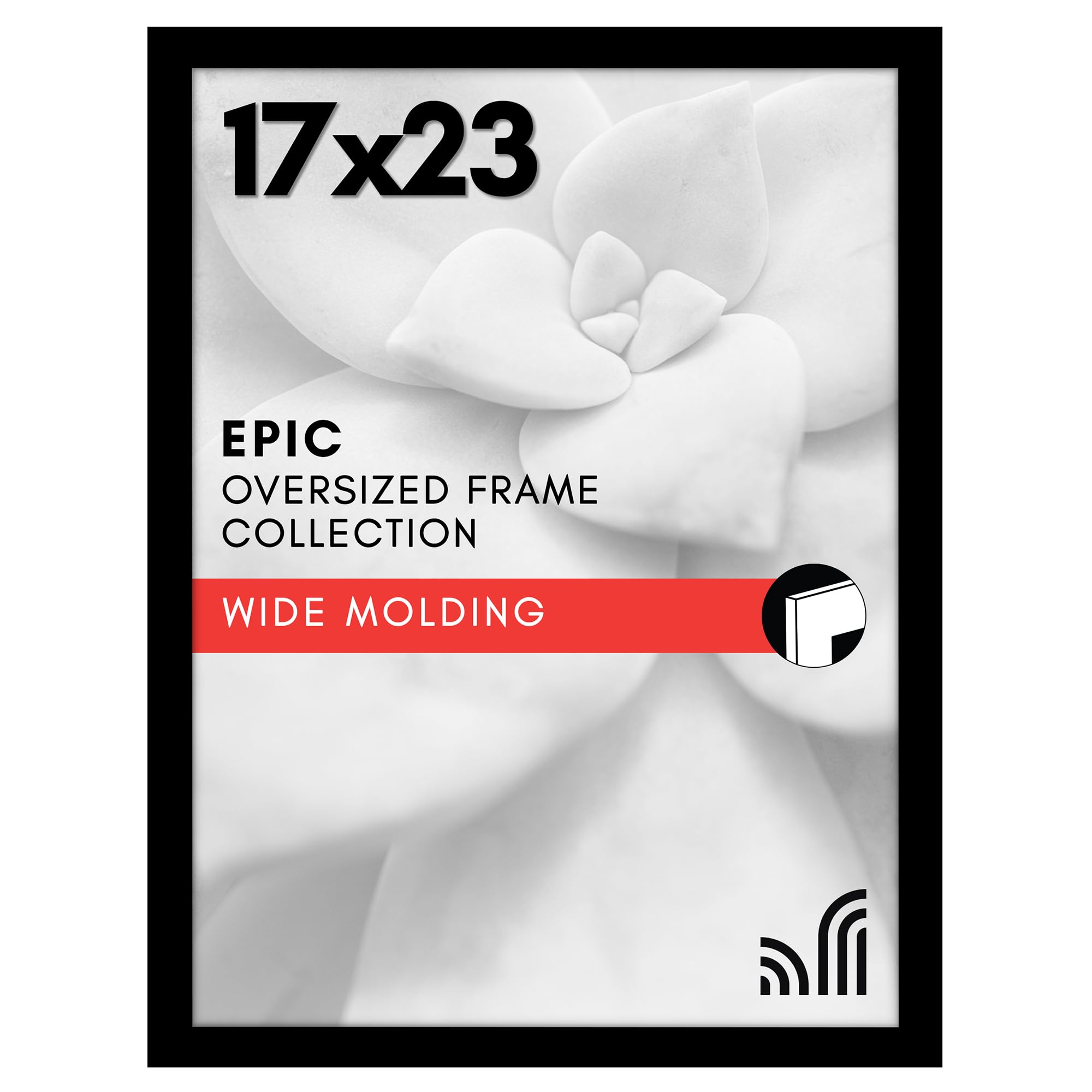Americanflat 17x23 frame front view with polished plexiglass for crystal-clear viewing.
