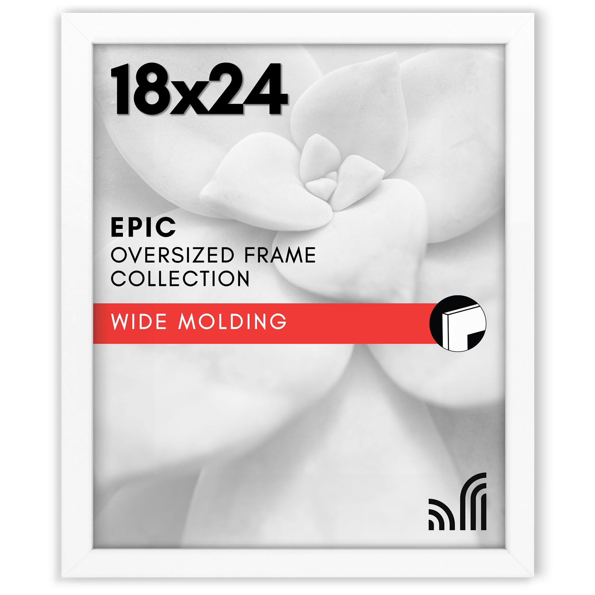 Americanflat 18x24 poster frame white front view with thick moulding and plexiglass panel
