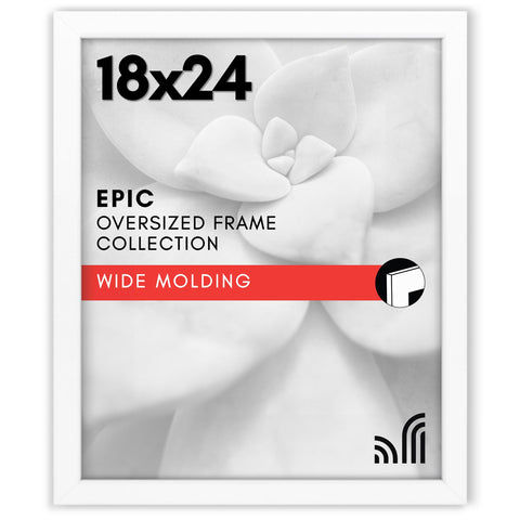 Americanflat 18x24 poster frame white front view with thick moulding and plexiglass panel