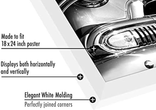 Americanflat white MDF frame emphasizes posters with durable moulding and clean finish