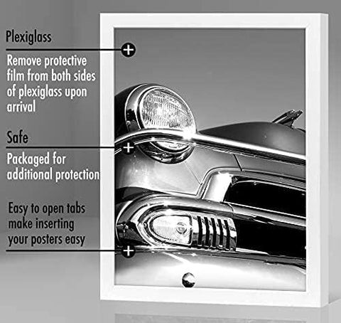 Americanflat 18x24 frame white front showing polished plexiglass for clear visibility