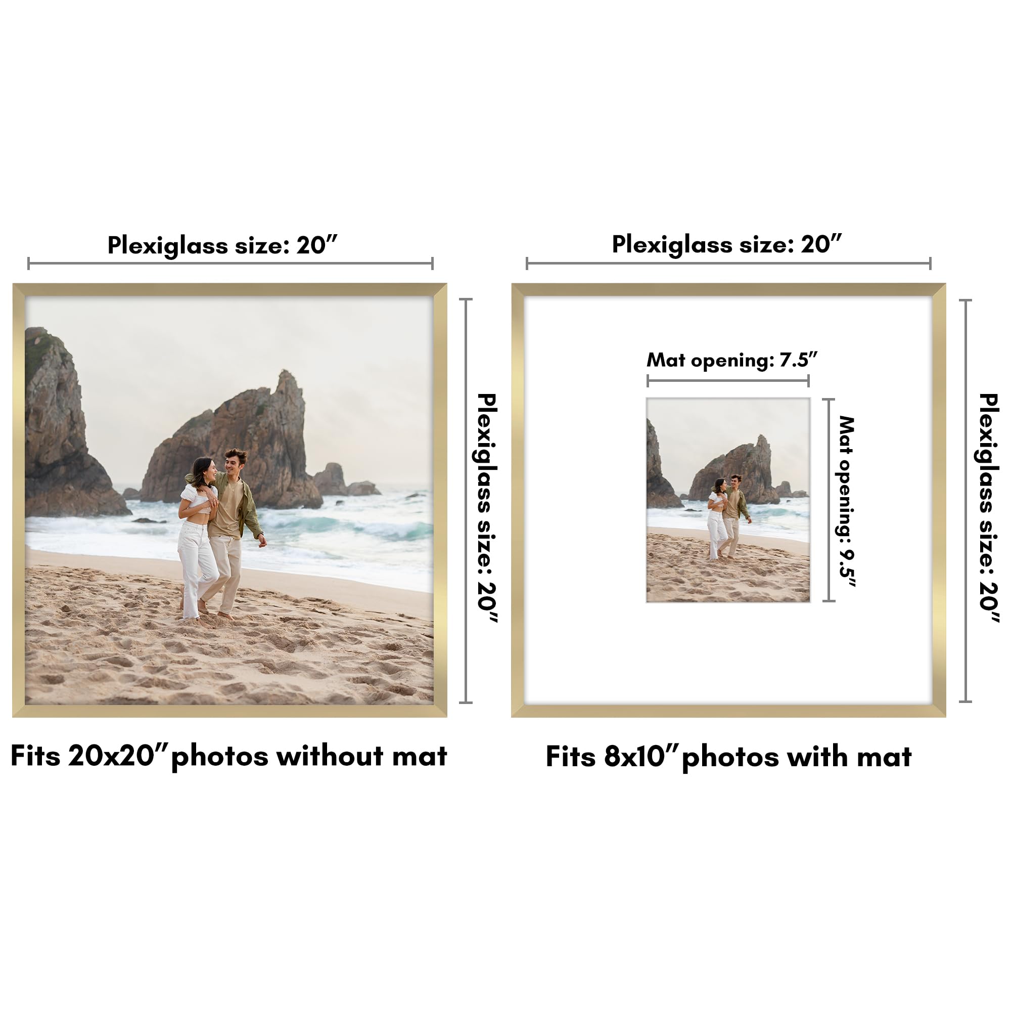 Americanflat 20x20 frame with mat for an 8x10 display, tidy presentation.
