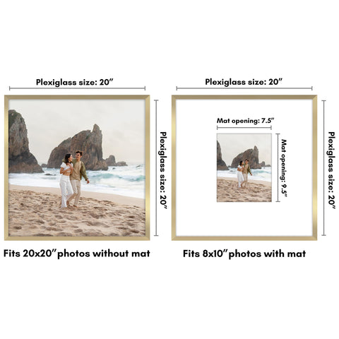 Americanflat 20x20 frame with mat for an 8x10 display, tidy presentation.