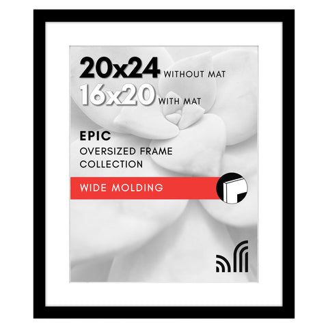 Americanflat 20x24 frame with polished plexiglass front protects photos from dust and scratches.