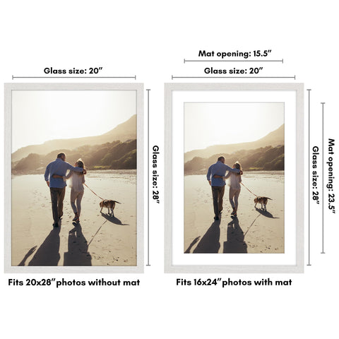 Americanflat 20x28 frame with mat enables a 16x24 display option.