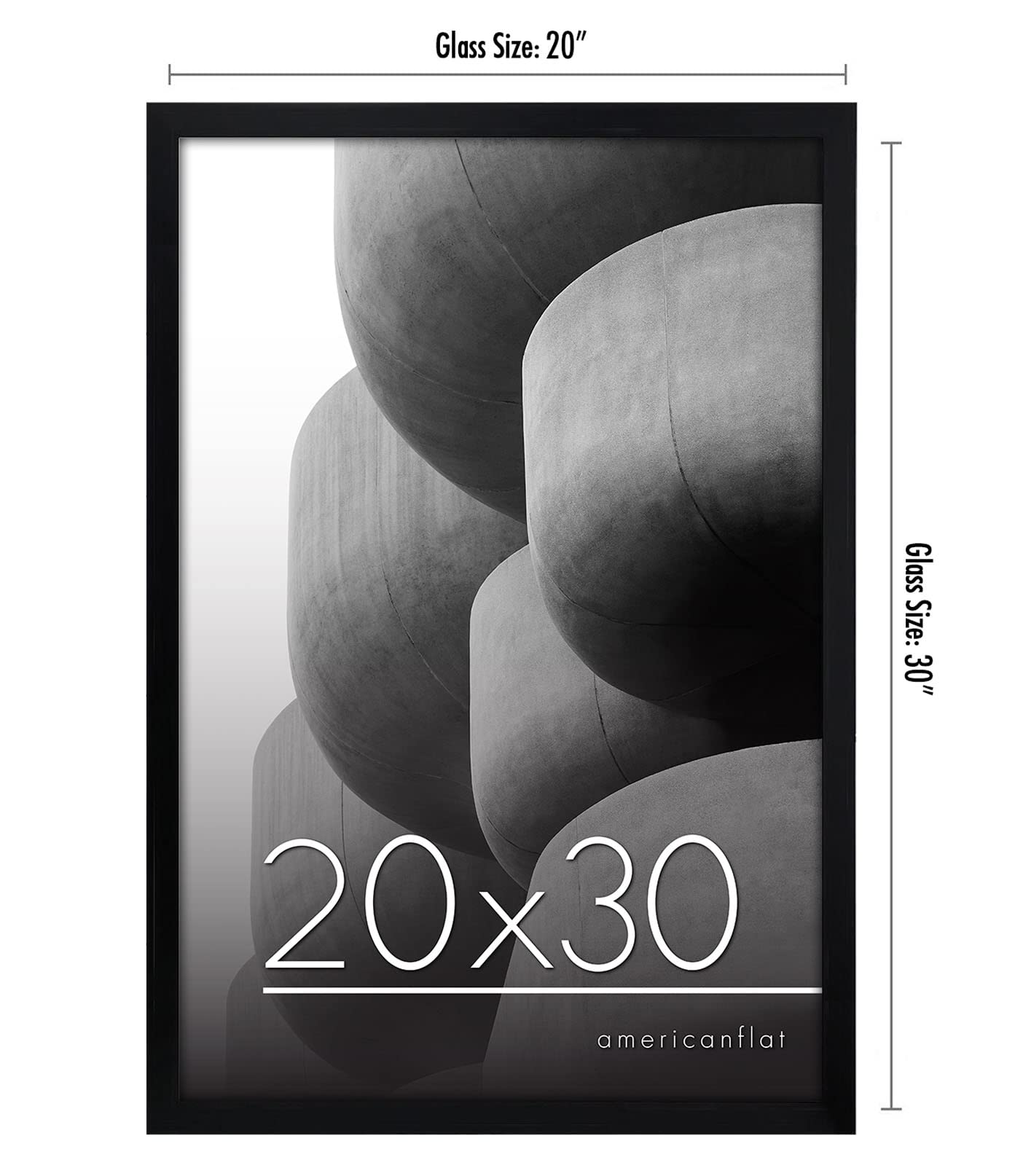 Slim black molding on the Americanflat 20x30 frame for modern style