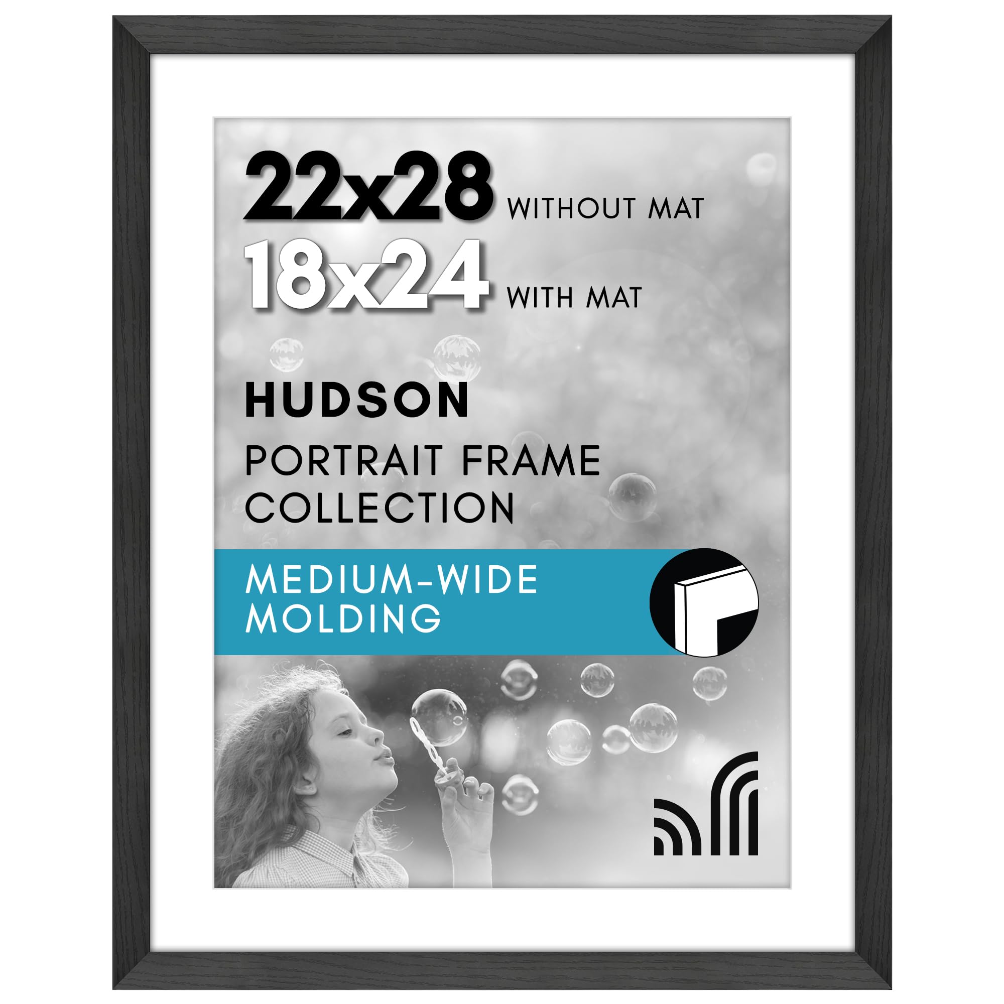 Americanflat 22x28 poster frame with plexiglass front for crystal-clear viewing and protection.