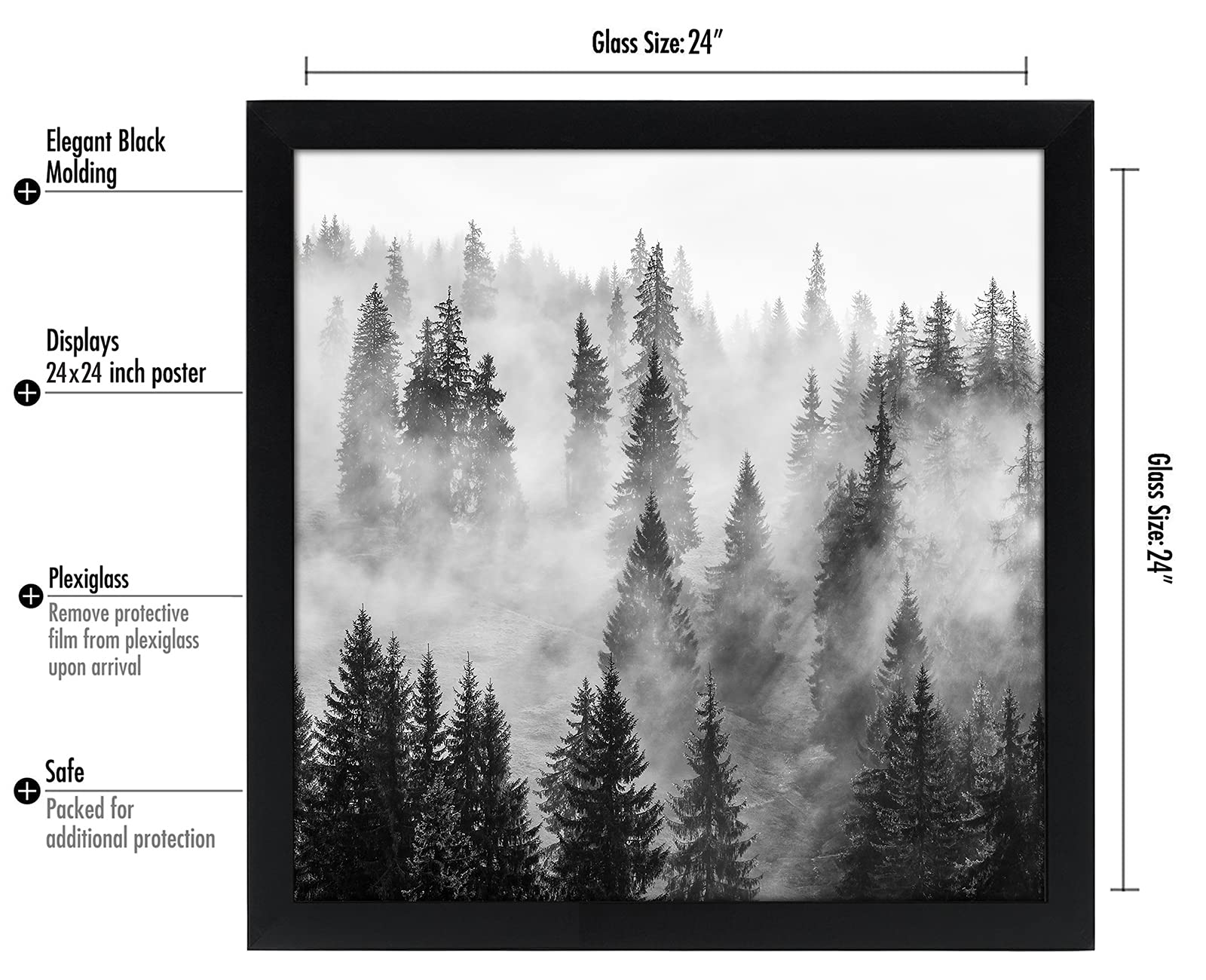 Americanflat 24x24 frame with wide molding enhances display of photos and art.