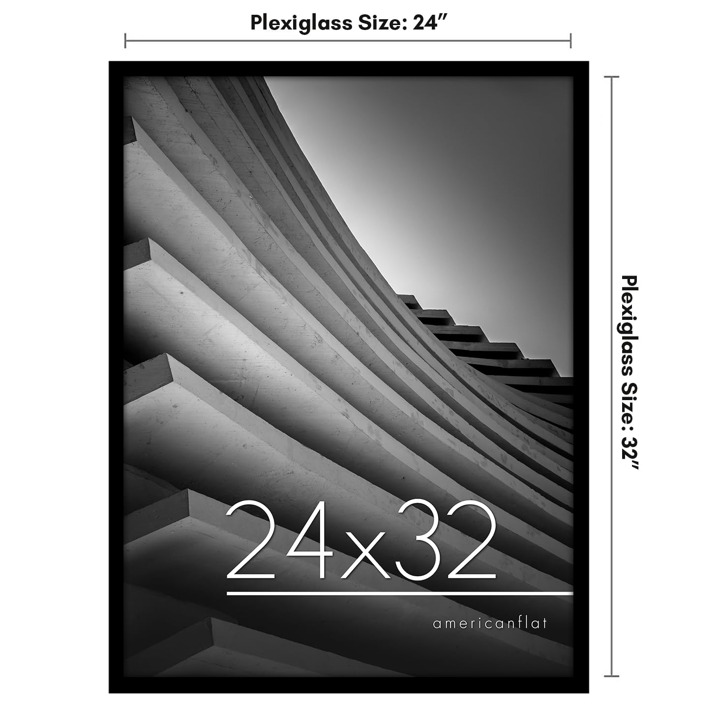 Americanflat 24x32 frame shows slim molding and durable PVC construction.