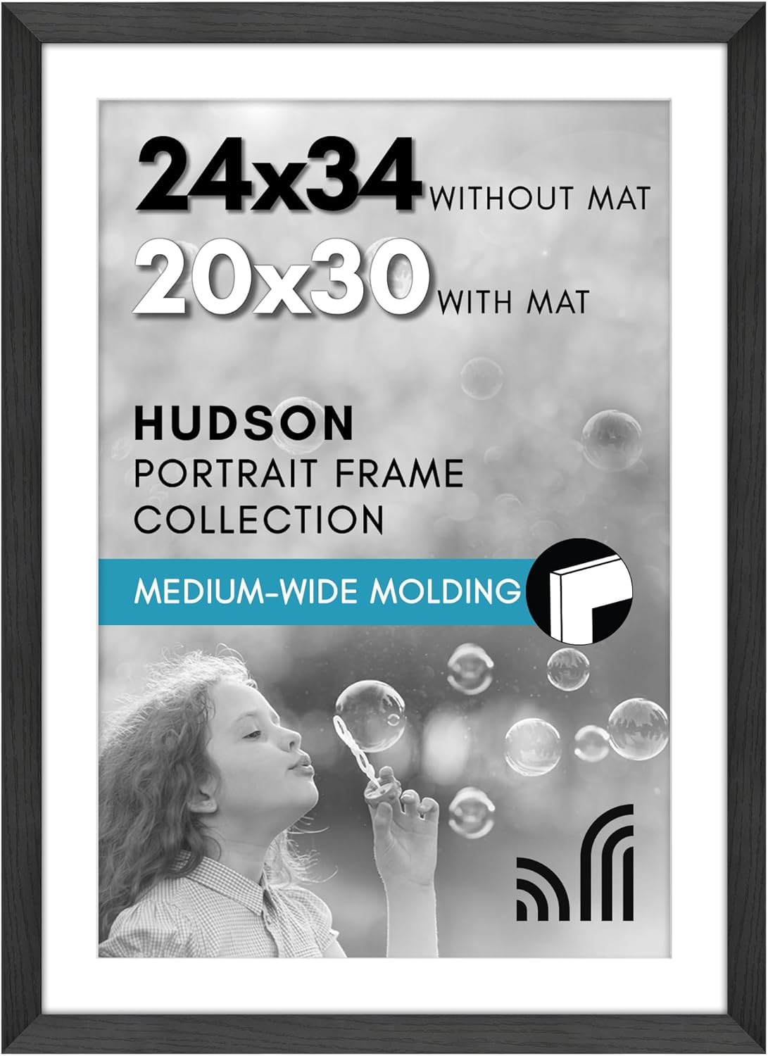 Americanflat 24x34 poster frame with plexiglass front for crystal-clear viewing