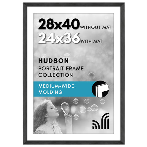 Americanflat 28x40 poster frame front view with polished plexiglass for crystal clarity