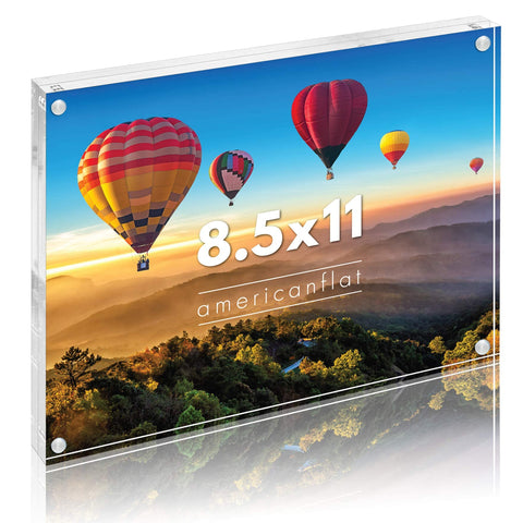 Americanflat 8.5x11 acrylic frame front view with crystal-clear, scratch-resistant panel.