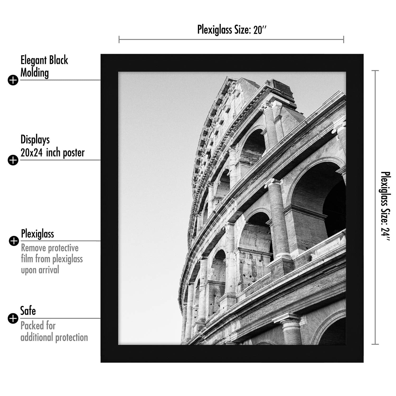 Americanflat black 20x24 frame adds timeless elegance to home or office decor.