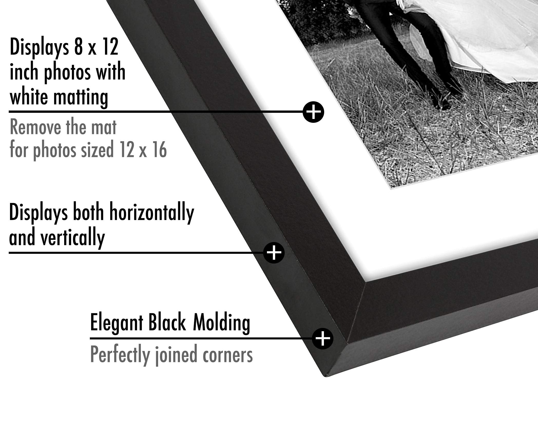 Americanflat black frame close-up highlighting durable MDF molding for timeless wall decor.
