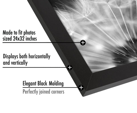 Americanflat black frame shows hanging hardware for vertical or horizontal mounting.