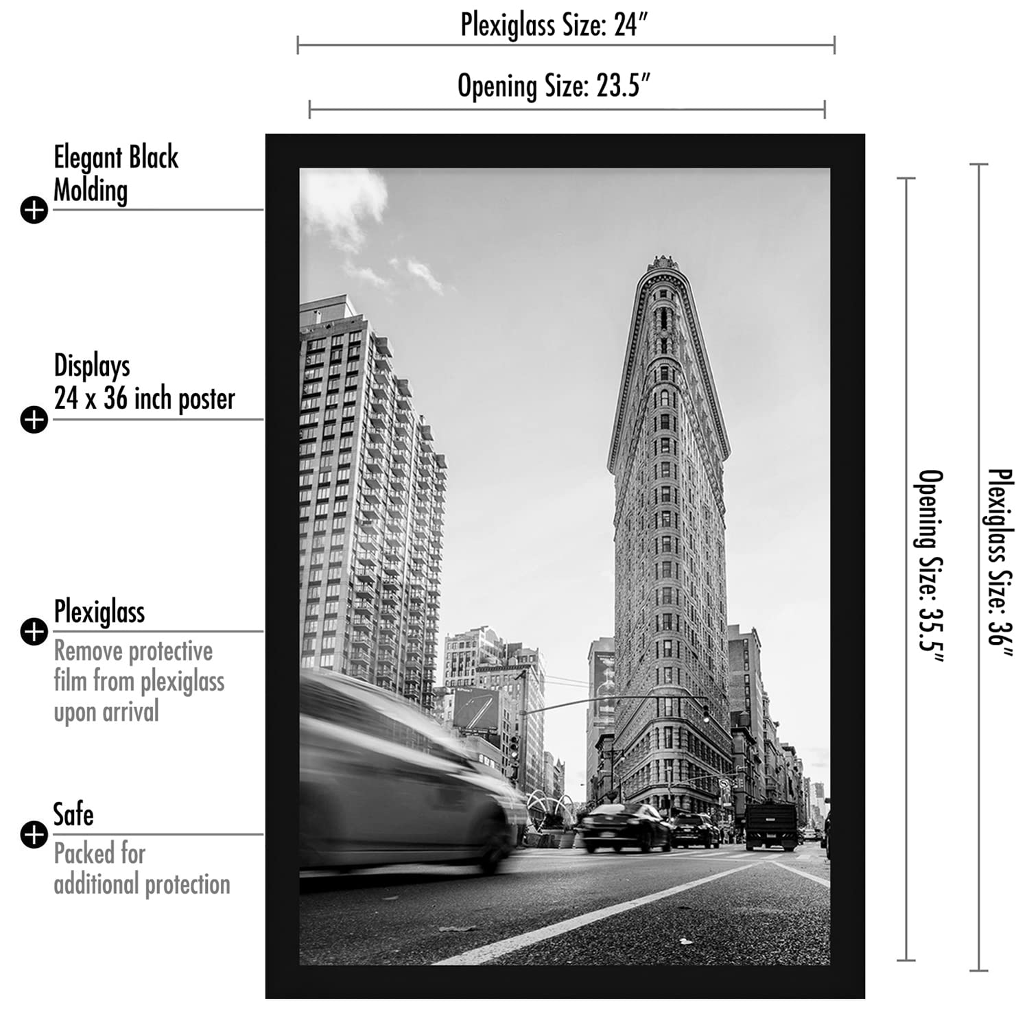 Americanflat black frame with polished plexiglass front preserves photos with crystal clarity