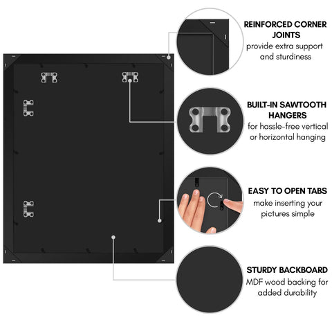 Americanflat black frame with polished plexiglass protects memories from dust