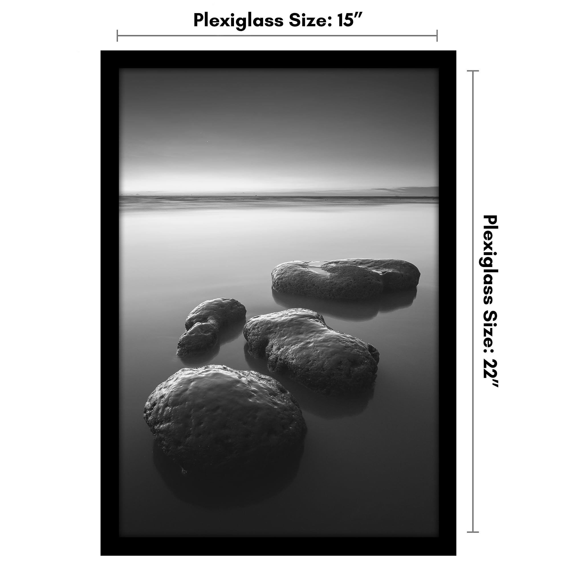 Americanflat black frame with wide molding highlights oversized photos with bold modern presence