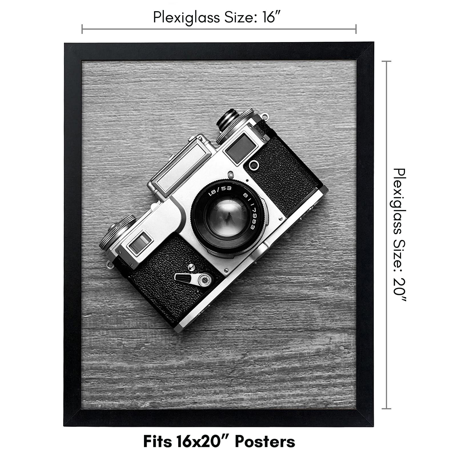 Americanflat black frame with wide engineered wood molding enhances art displays