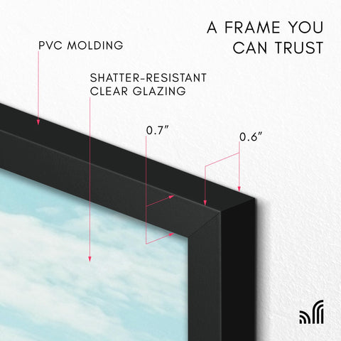 Black frame showcased on a wall with a modern, timeless look.