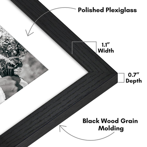 Americanflat black woodgrain finish frame adds refined decor touch