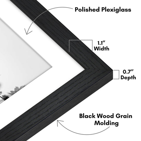 Americanflat black woodgrain finish frame adds modern elegance to any wall