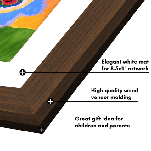 Americanflat frame with built-in keyholes for horizontal or vertical hanging.