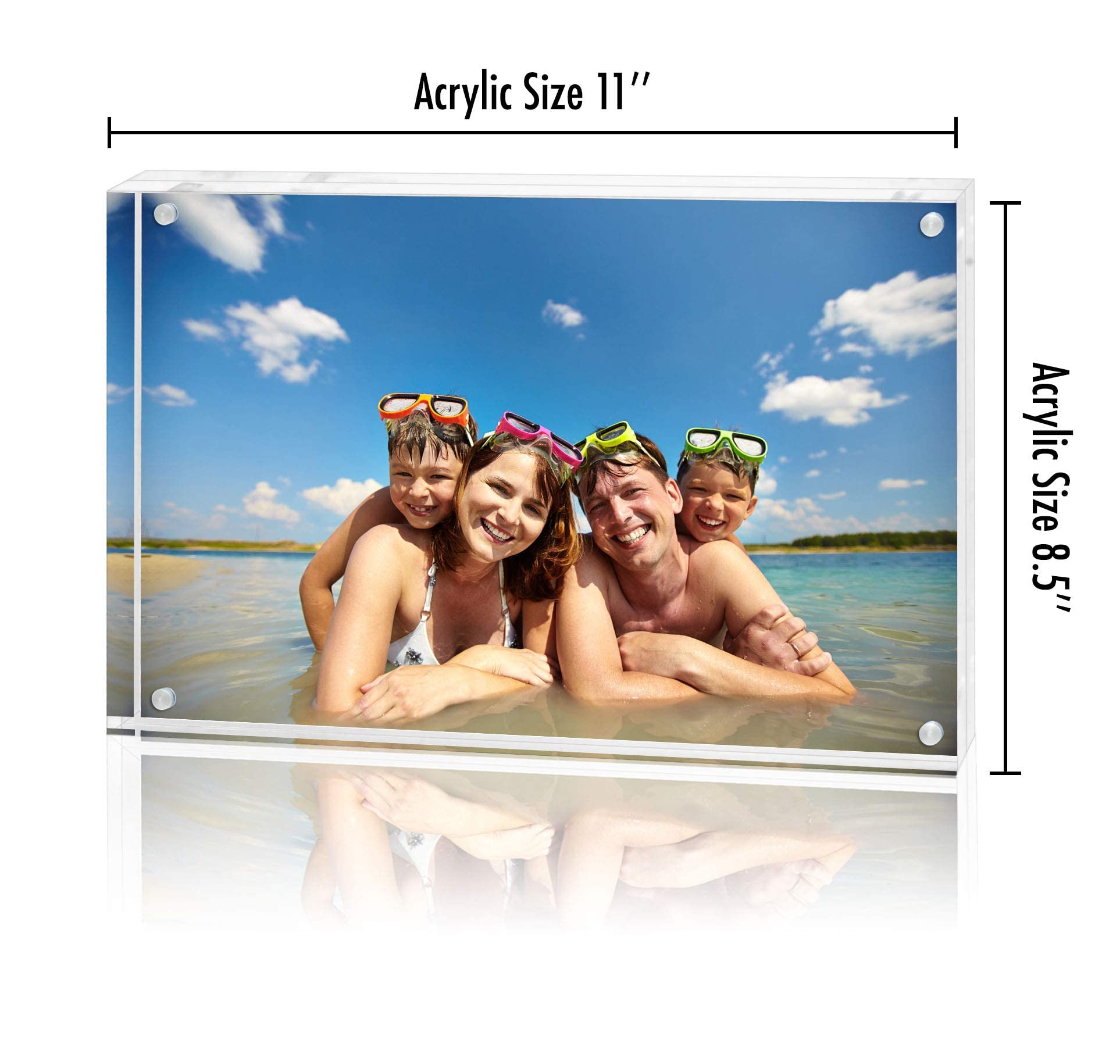 Americanflat double-sided acrylic frame showcases photos on both sides.