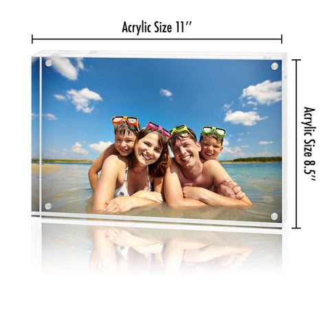 Americanflat double-sided acrylic frame showcases photos on both sides.