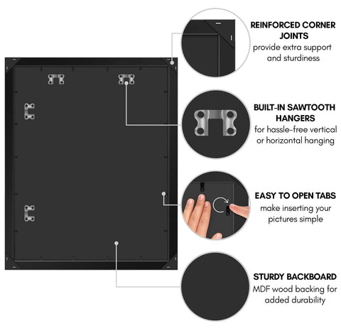 Americanflat easy-photo-swap turn buttons simplify updating memories.