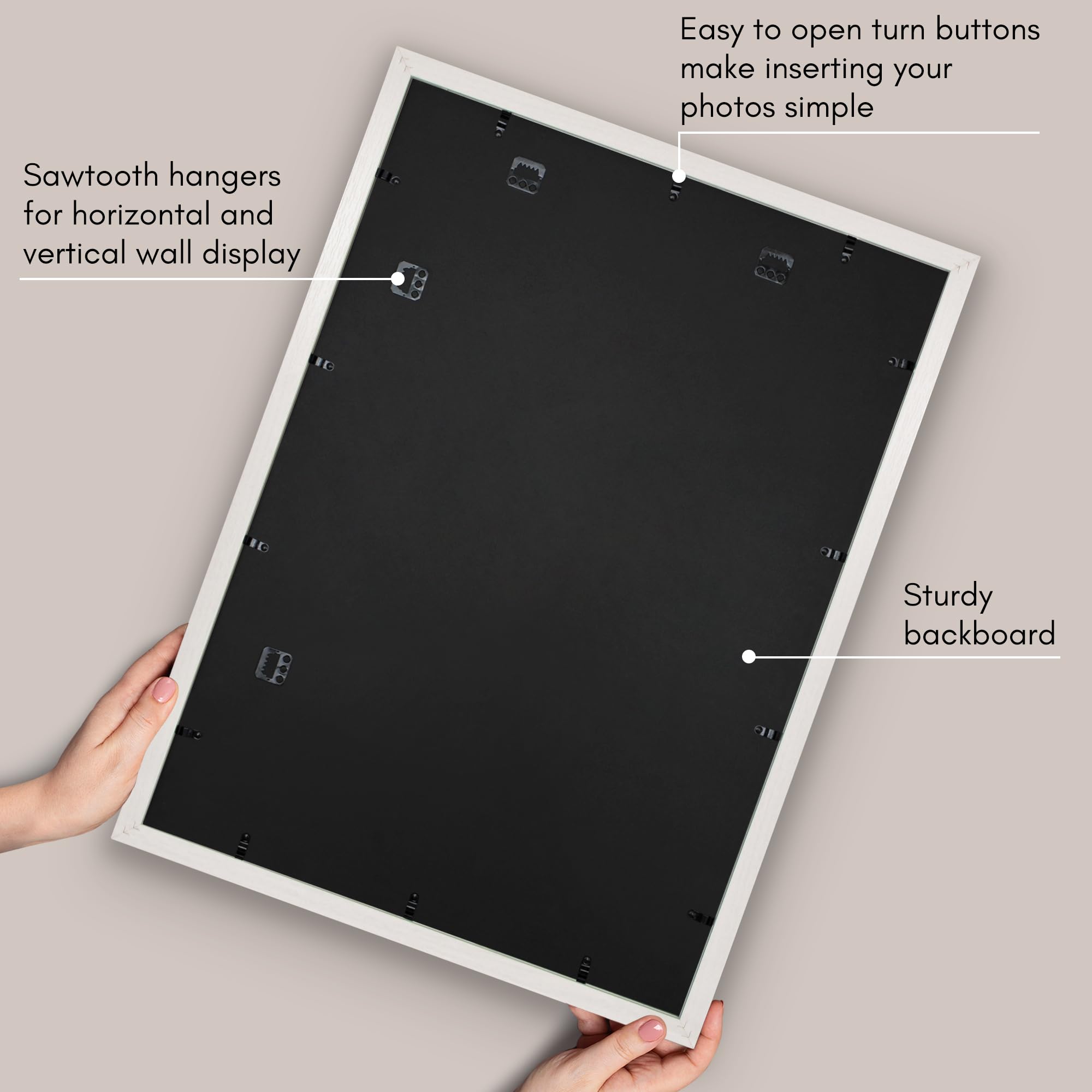 Americanflat easy turn buttons help you swap photos in seconds.