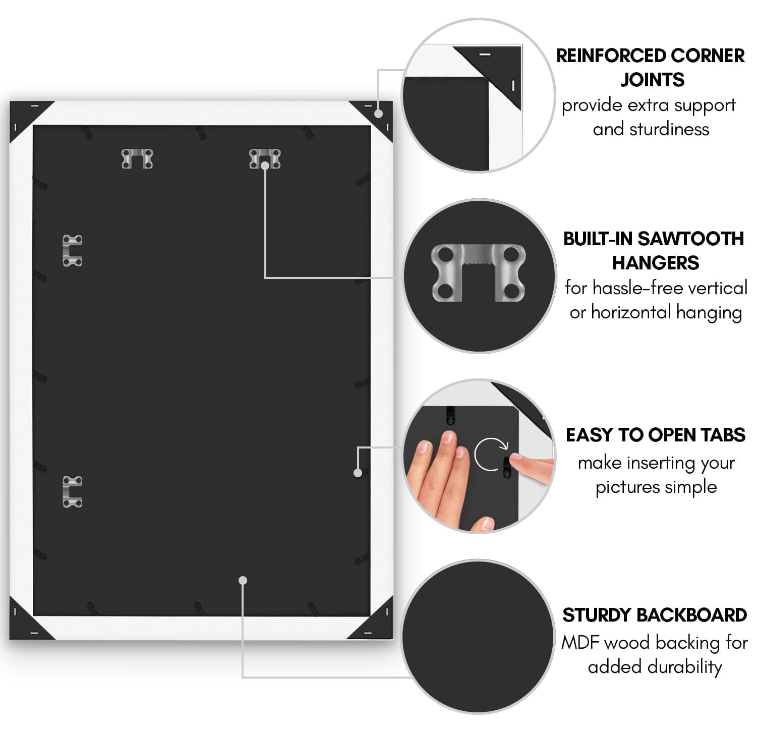 Americanflat easy-turn buttons simplify swapping photos.
