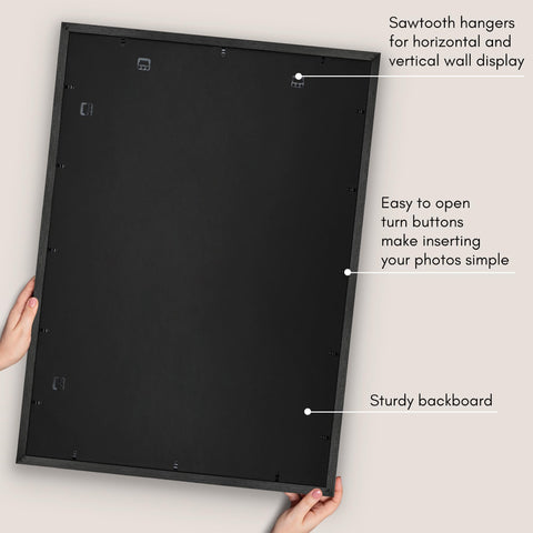 Americanflat engineered wood frame with black woodgrain finish complements decor