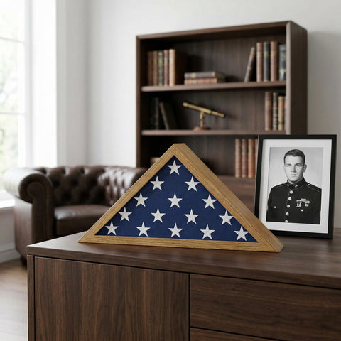 Americanflat tabletop or mantel display for a respectful memorial