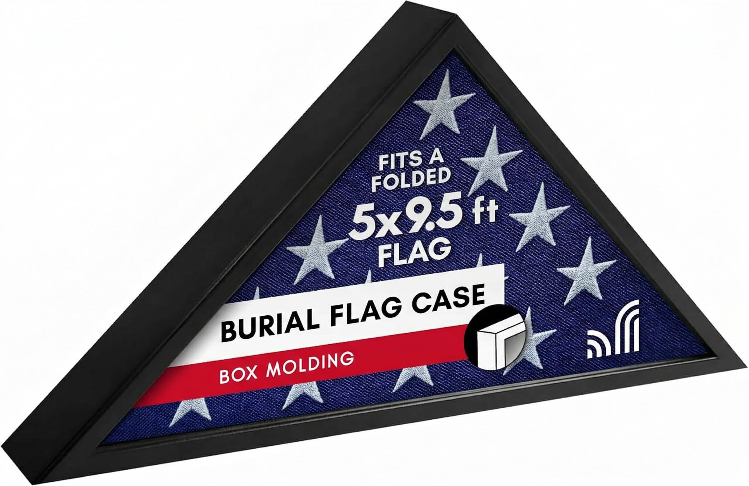 Americanflat flag display case front view on table for dignified display.