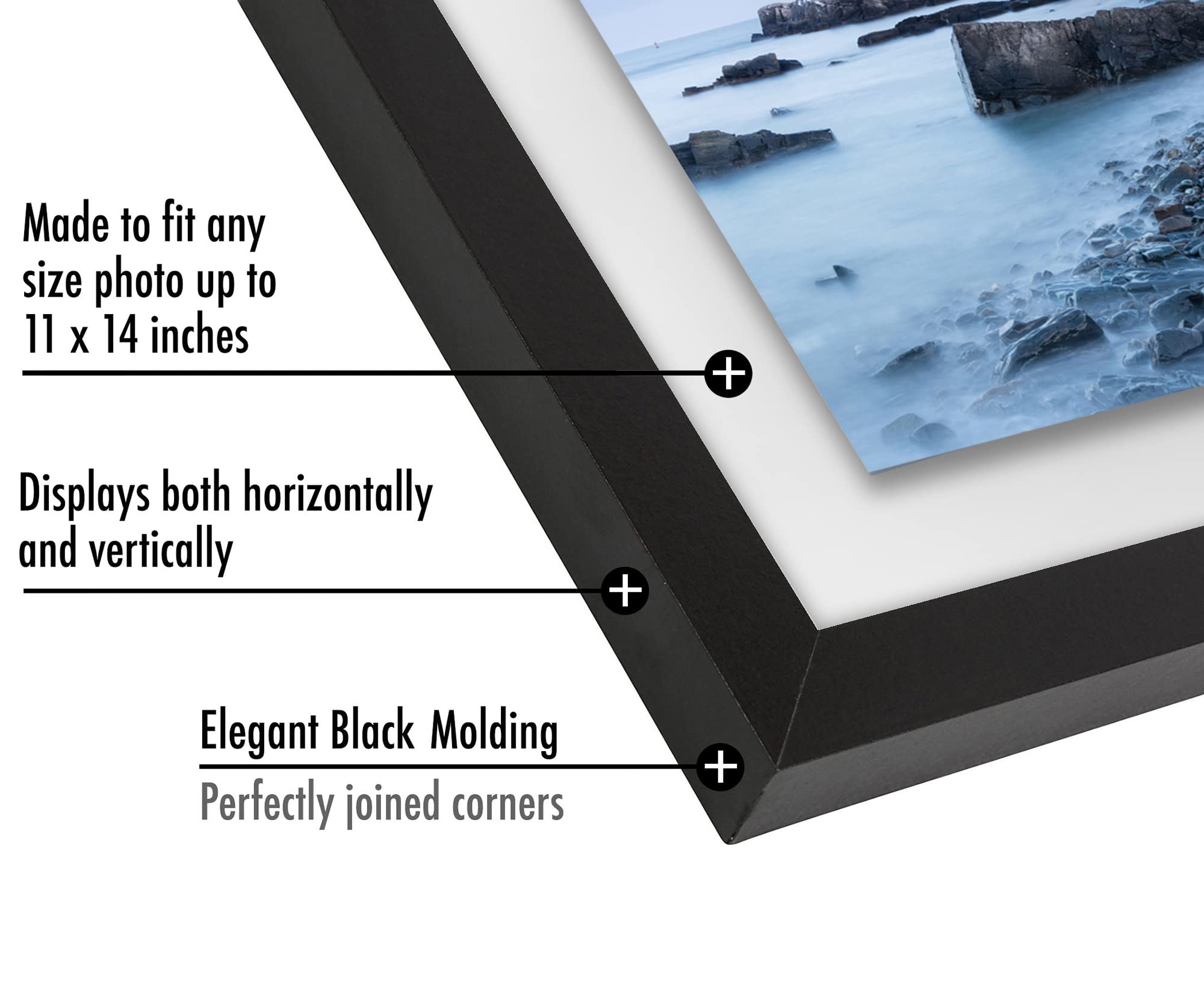 Americanflat floating frame fits 8x10 photos securely.