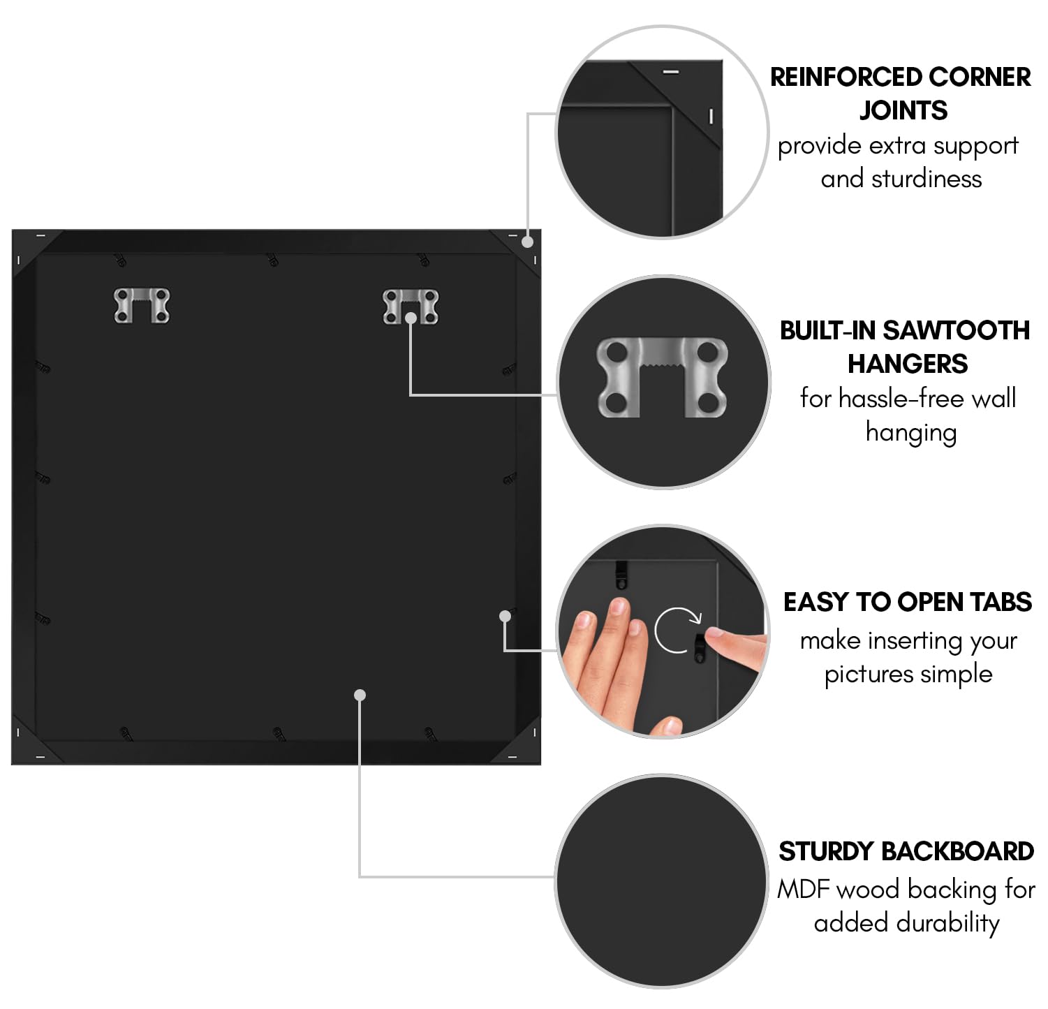 Americanflat frame turn-buttons for quick photo swaps keeps displays fresh.