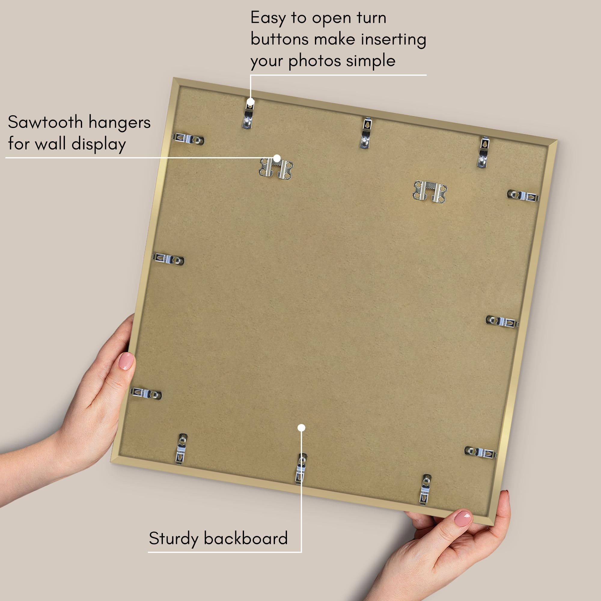 Americanflat gallery-style frame with hanging hardware for easy installation.