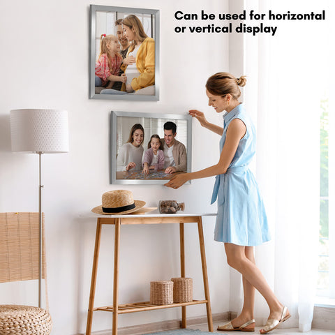 Americanflat gallery-style silver frame enhances photos and artwork in any room.