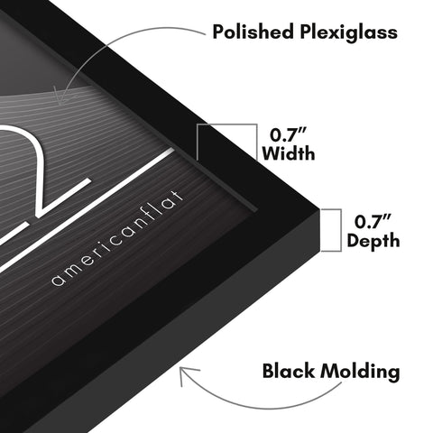 Americanflat frame includes hardware for vertical or horizontal wall mounting.