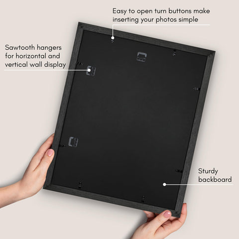 Hanging hardware included for vertical or horizontal display